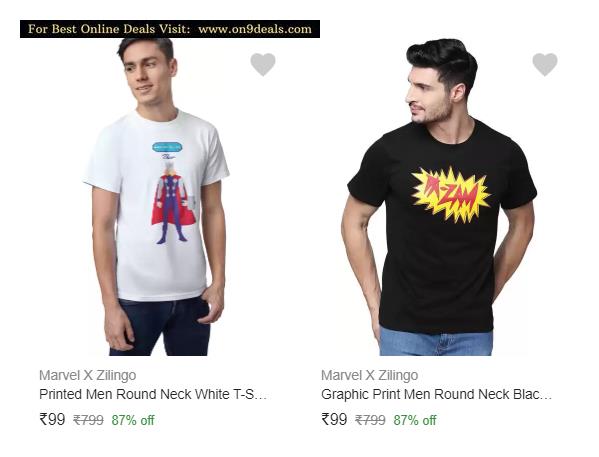Marvel X Zilingo Men's T Shirts @ Rs.99 + Free Shipping