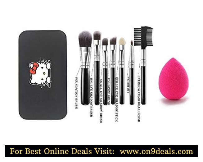 MISS & MAM Hilary Rhoda Makeup Brush Set of 7 with Storage Box with Sponge Puff