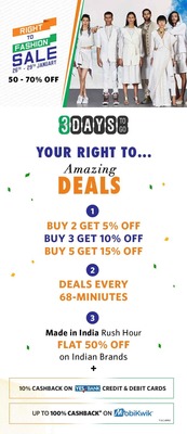 Myntra Right to Fashion sale - 50-70% off | 10% cashback on Yes Bank cards