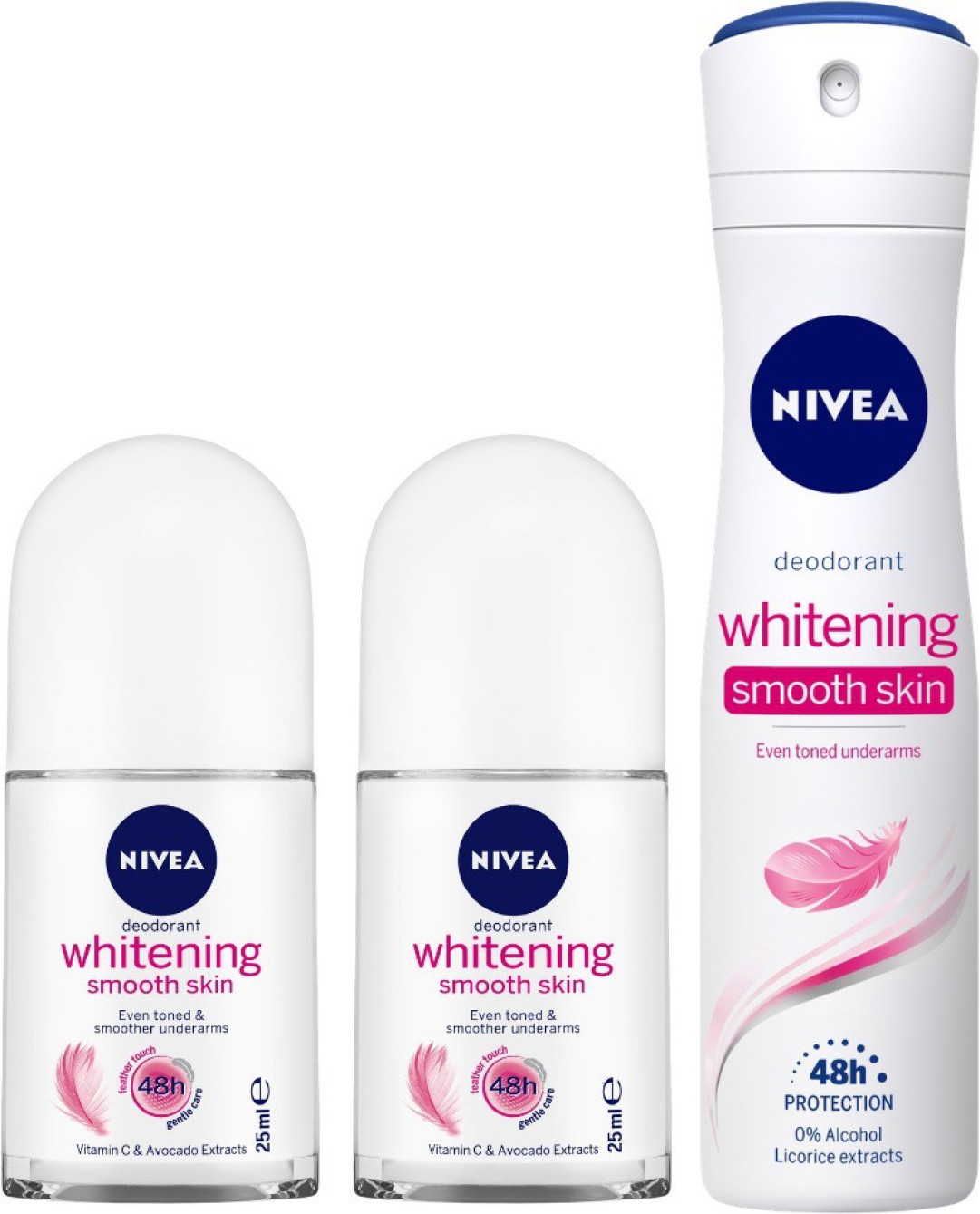 Nivea Whitening Smooth Skin Roll On & Whitening Smooth Deodorant Body Spray - For Women