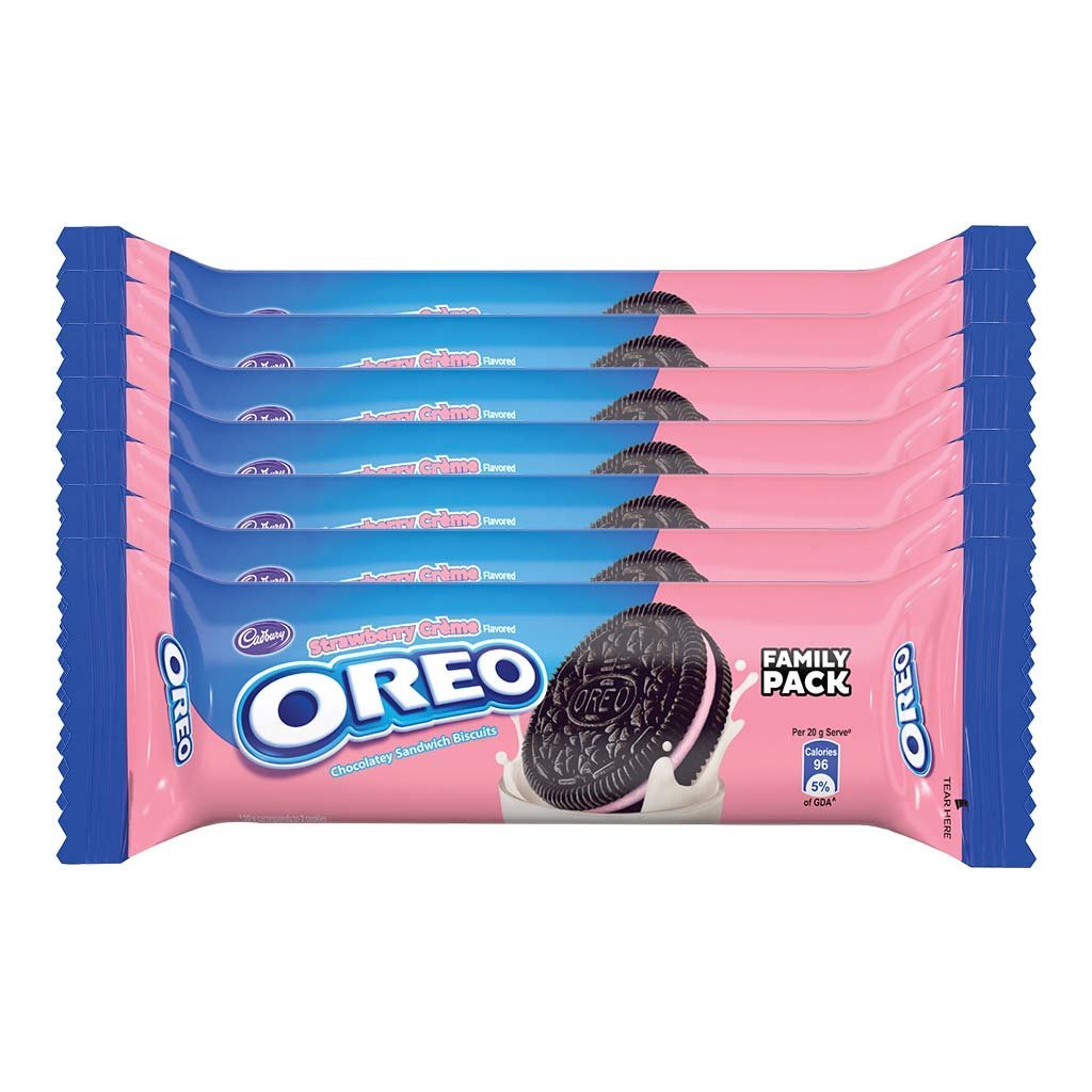 Oreo Cadbury Strawberry Cream Biscuit, 120g (Pack of 7)