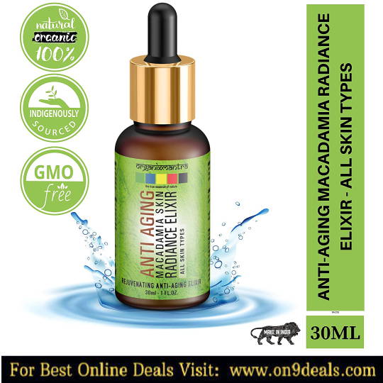 Organix Mantra Organic Anti Aging Macadamia Radiance Elixir for face with Moroccan Argan Oil, Rosehip Oil, Avocado Oil, Vitamin E, 30ML