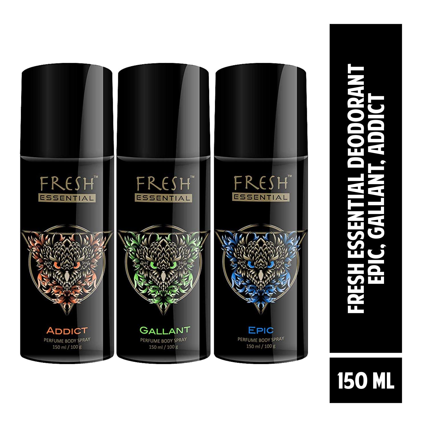 Pack of 3 Fresh Essential Perfume Body Spray 150 ml