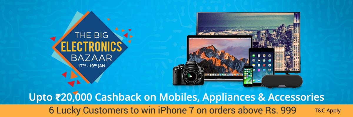 Paytm - The Electronics Bazaar Sale On 17th-19th January 2016