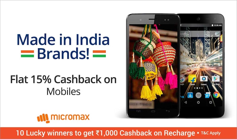 Paytm - Made In India Mobiles Flat 15% cashback