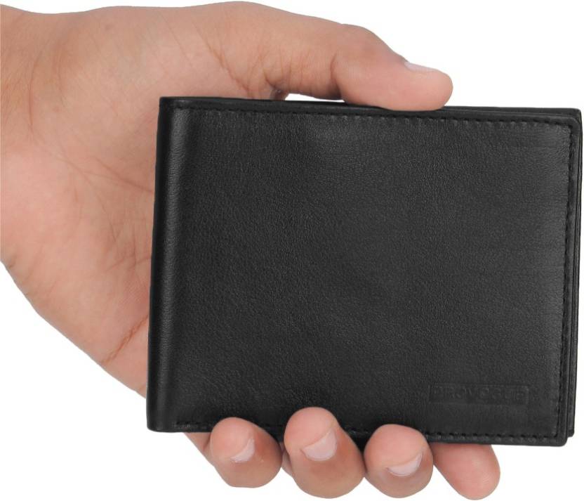 Provogue Men Black Genuine Leather Wallet  (6 Card Slots)