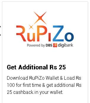 RuPiZo Wallet App 1st Top-up Rs.25 Cashback on Rs.100 Deposit