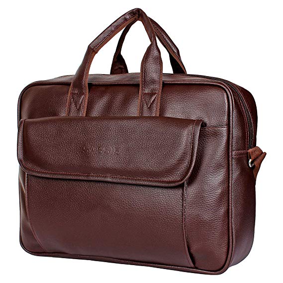 Sassie Leatherette 12 LTR Brown Office Bag, Laptop Briefase, Sling Bag, Messanger Bag & Laptop Bag