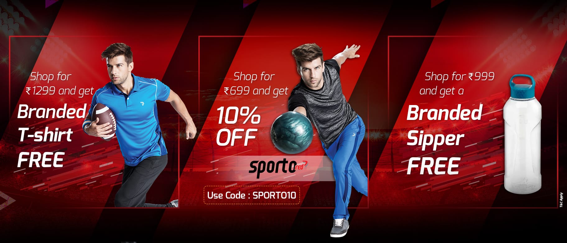 Sporto Promo Offer : Get a Branded Free Sipper Or Branded T-shirt