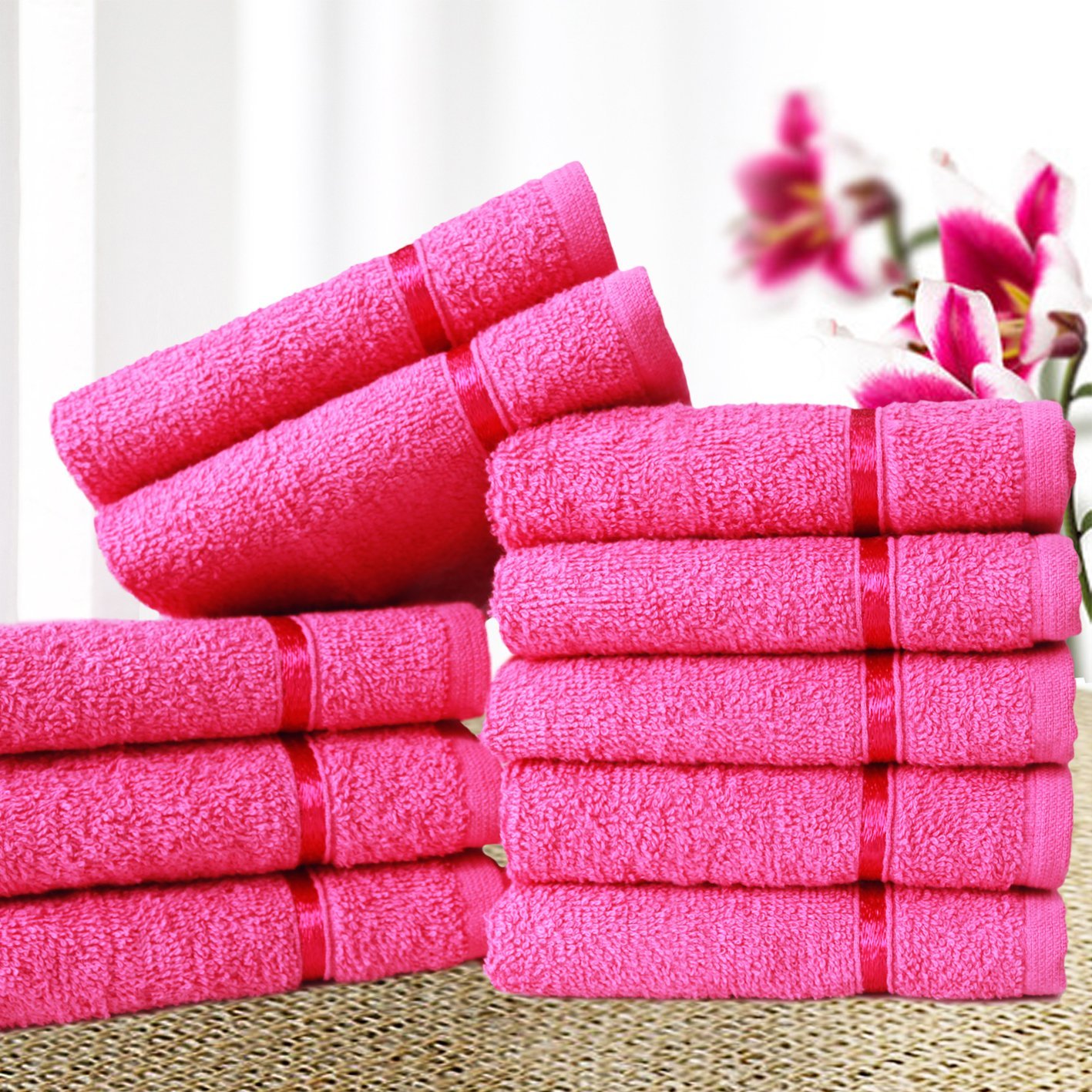 Story@Home Sensational Solid 10 Piece 450 GSM Cotton Face Towel Set