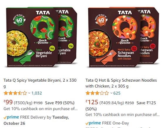 Tata Q Spicy Foods Minimum 50% Discount