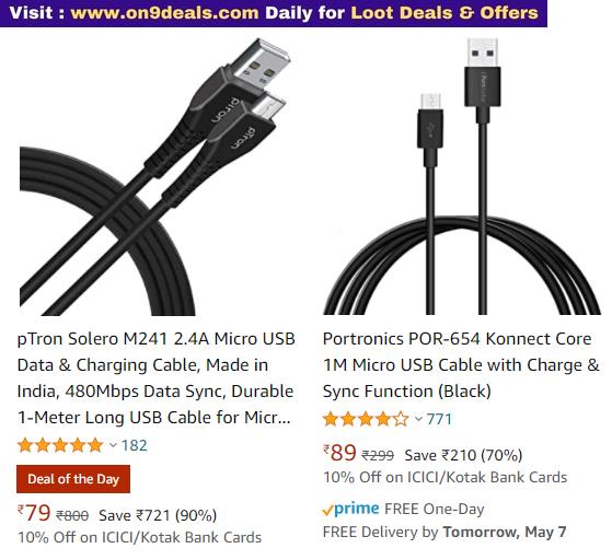 Type C & Micro USB Cable from Rs.79