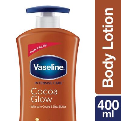 Vaseline Intensive Care Cocoa Glow Body Lotion, 400 ml with Pears Pure and Gentle Bathing Bar, 125 g (Pack of 8)