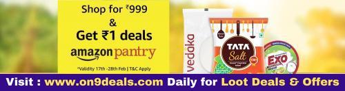 Amazon Pantry - Get Tata Salt, Vedaka Flour & Exo Shine Free On Minimum Order of Rs.999