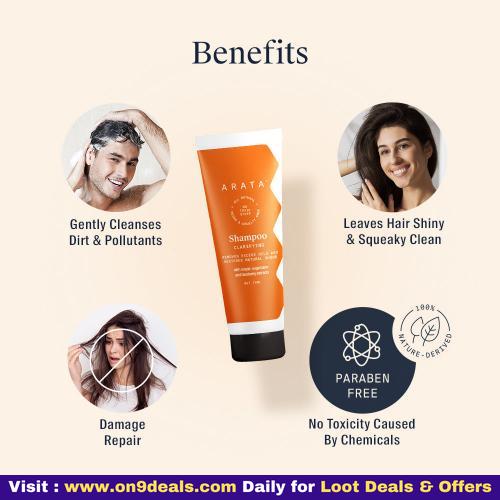 Arata Natural Cleansing Shampoo With Maple Sugarcane And Blueberry Extracts