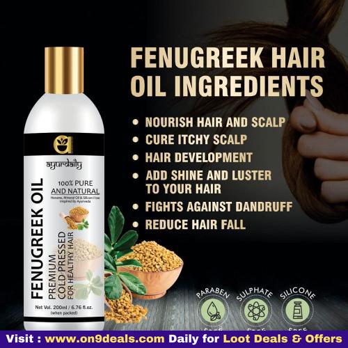 Ayurdaily Premium Cold Pressed Fenugreek Hair Oil- For Smooth & Stimulates Growth 200ml