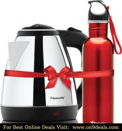 Butterfly Rapid Kettle 1.5 Litre + Eco 750 Ml Water Bottle With 1 Year Warranty