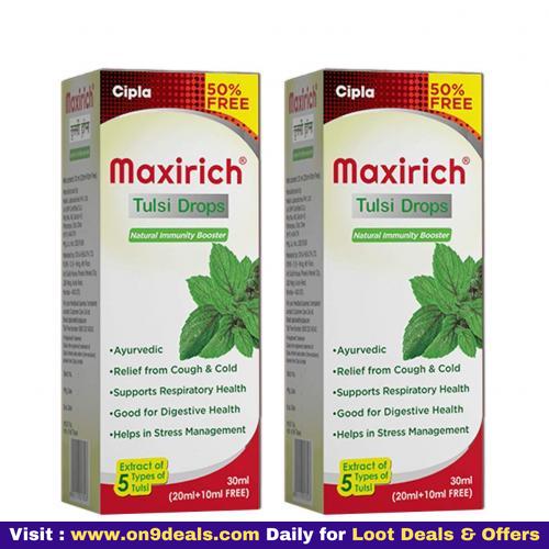 Cipla Maxirich Tulsi Drops For Immunity Boosting & Cough And Cold Relief Pack Of 2