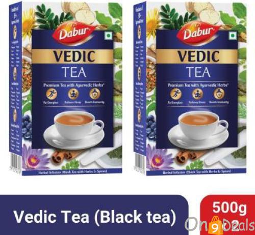 Dabur Vedic Premium Ayurvedic Herbs Black Tea Box  (2 X 500 G)