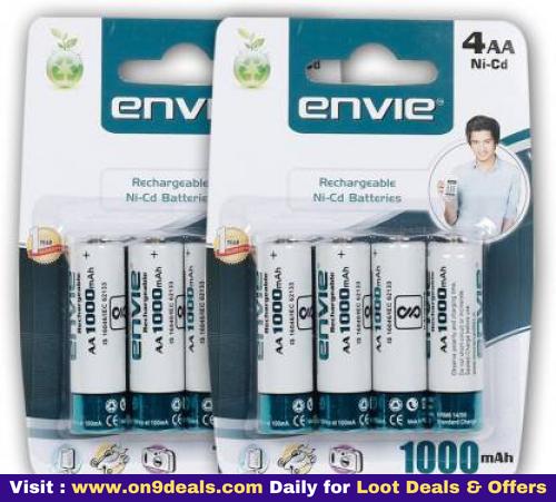 Envie AA 1000 8PL Ni-CD Rechargeable Battery