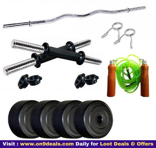 Facto Power Home Gym P.V.C Weight Plates Skipping Rope Curl Rod & Dumbbell Rods