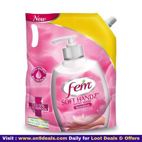 Fem Soft Handz Handwash Sensitive Kills 99.9% Germs |1200+ Washes | 1500ml