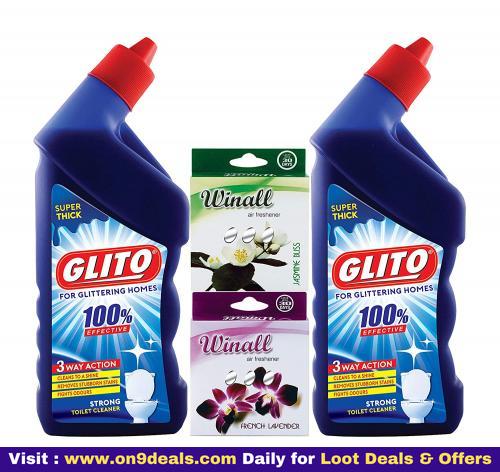 GLITO Toilet Cleaner - 500 ml (Pack of 2) @ Rs.180 ||  1000 ml (Pack of 2) @ Rs.253 + Free Winall Air Freshener - 50 g (Pack of 2)