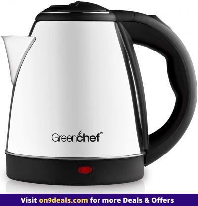 Greenchef Multi Purpose 600 Watt Automatic Electric Kettle, Sliver and Black, 1.5 L