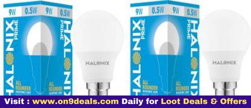 HALONIX 9 W, 0.5 W Round B22 LED Bulb  (White, Pack of 2) @ Rs.49 Using Supercoins