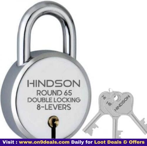Hindson Lock Round 65mm With 3 Key Link Steel Double Locking, 8 Lever Padlock For Door, Gate, Shutter, Home