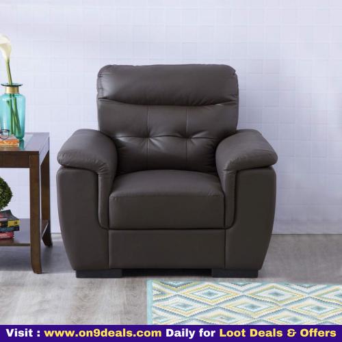 Home Centre Corbis Half Leather Sofa- 1 Seater