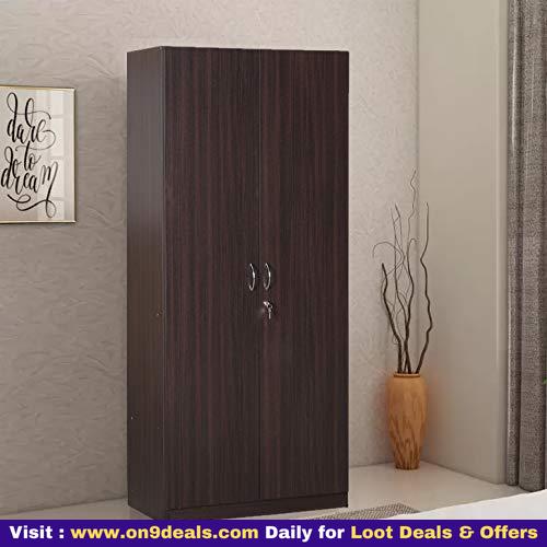 HomeTown Willy Engineered Wood Two Door Wardrobe in Walnut Colour