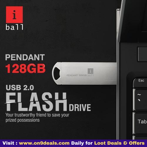 Iball Pendant 128 Gb Usb 2.0 Flash Drive With 5 Years Warranty