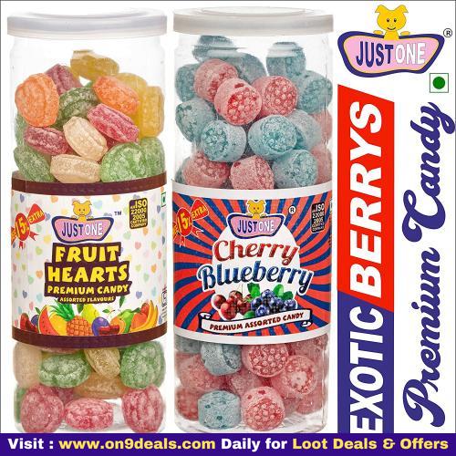 JUSTONE Fruit Hearts & Cherry Blueberry Premium Candy