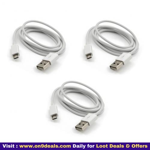 KSJ USB Fast Charging Data Cable Pack of 3 (White)