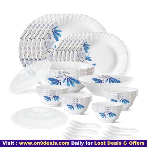 Larah by Borosil Twilight Silk Series Opalware Dinner Set 35 Pieces