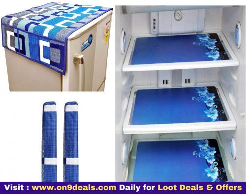 LOOMANTHA 1 Fridge Top Cover + 2 Fridge Handle Covers + 3 Fridge Mats