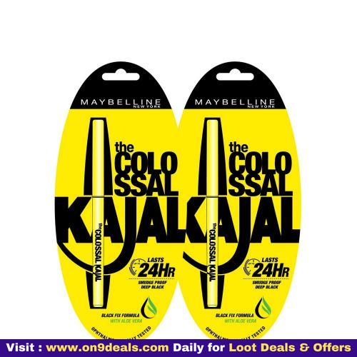 Maybelline New York Colossal Kajal, Black, 0.35g Pack of 2