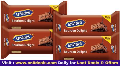 McVitie's Bourbon Delight Cream Biscuits with Goodness of Cocoa, 100g Pack of 12
