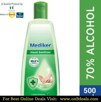 Mediker Alcohol Based Instantly Kills 99.9% Germs Hand Sanitizer Bottle 500 ml