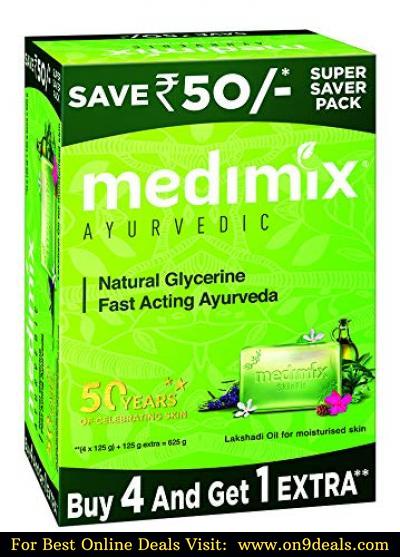 Medimix Ayurvedic Natural Glycerine Bathing Bar, 125 g (4 + 1 Offer Pack)