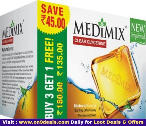 Medimix Clear Glycerine - Natural Toning Soap  (4 X 100 G)
