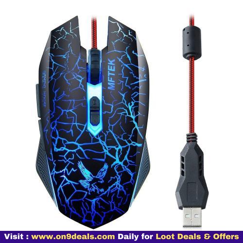 MFTEK Tag 3 2000 dpi LED Backlit Wired Gaming Mouse with Unbreakable ABS Body