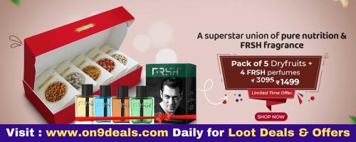 Ministry Of Nuts Pack Of 5 Premium Dry Fruits At Rs.749 + Free 4 Frsh Perfumes 30ml Each