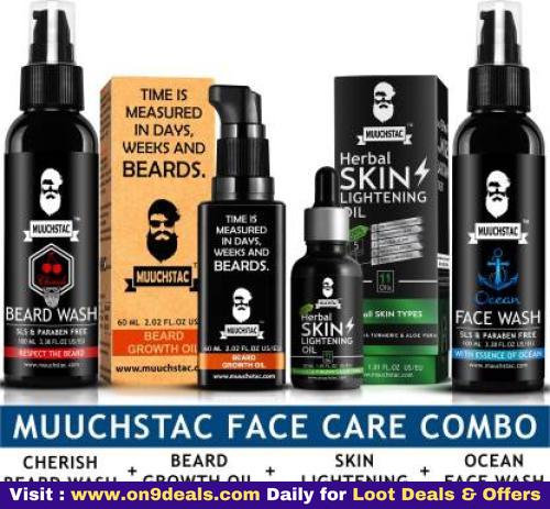 Muuchstac Herbal Beard Growth Oil, Cherish Beard Wash, Ocean Face Wash And Herbal Skin Lightening Oil