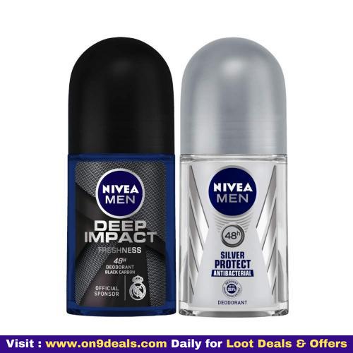 Nivea Deodorant Roll On for Men, Deep Impact Freshness & Silver Protect 50ml Pack of 2