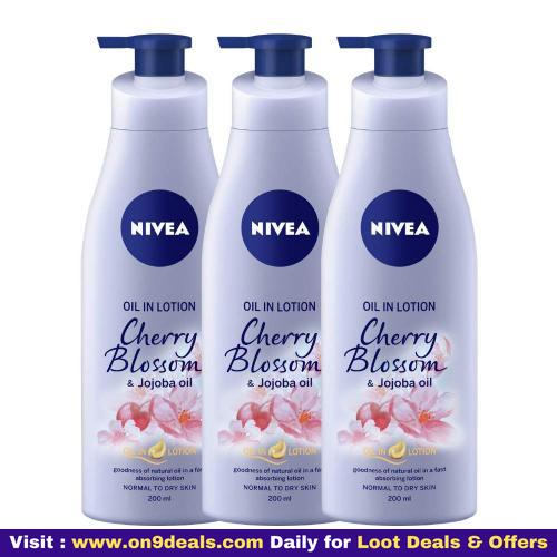 NIVEA Oil-In Lotion Cherry Blossom And Jojoba Oil 200 ml (Pack of 3)