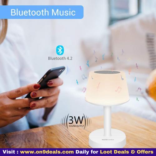 Portronics iLUMI a Portable LED Lamp with Bluetooth Speaker Color Changing LED Mood Light 2000mAh Rechargeable Battery, Built-in Mic