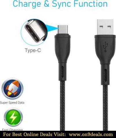 Portronics POR-1028 Konnect Plus Nylon Braided 1.2 m USB Type C Cable