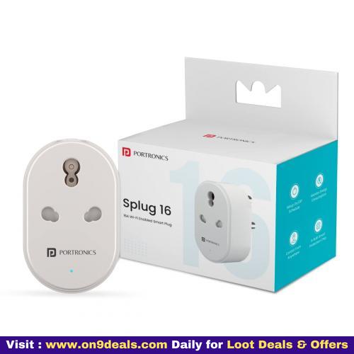 Portronics Splug 16 Wifi 16A Smart Plug for AC, Geyser, TVs with Alexa and Google Assistant